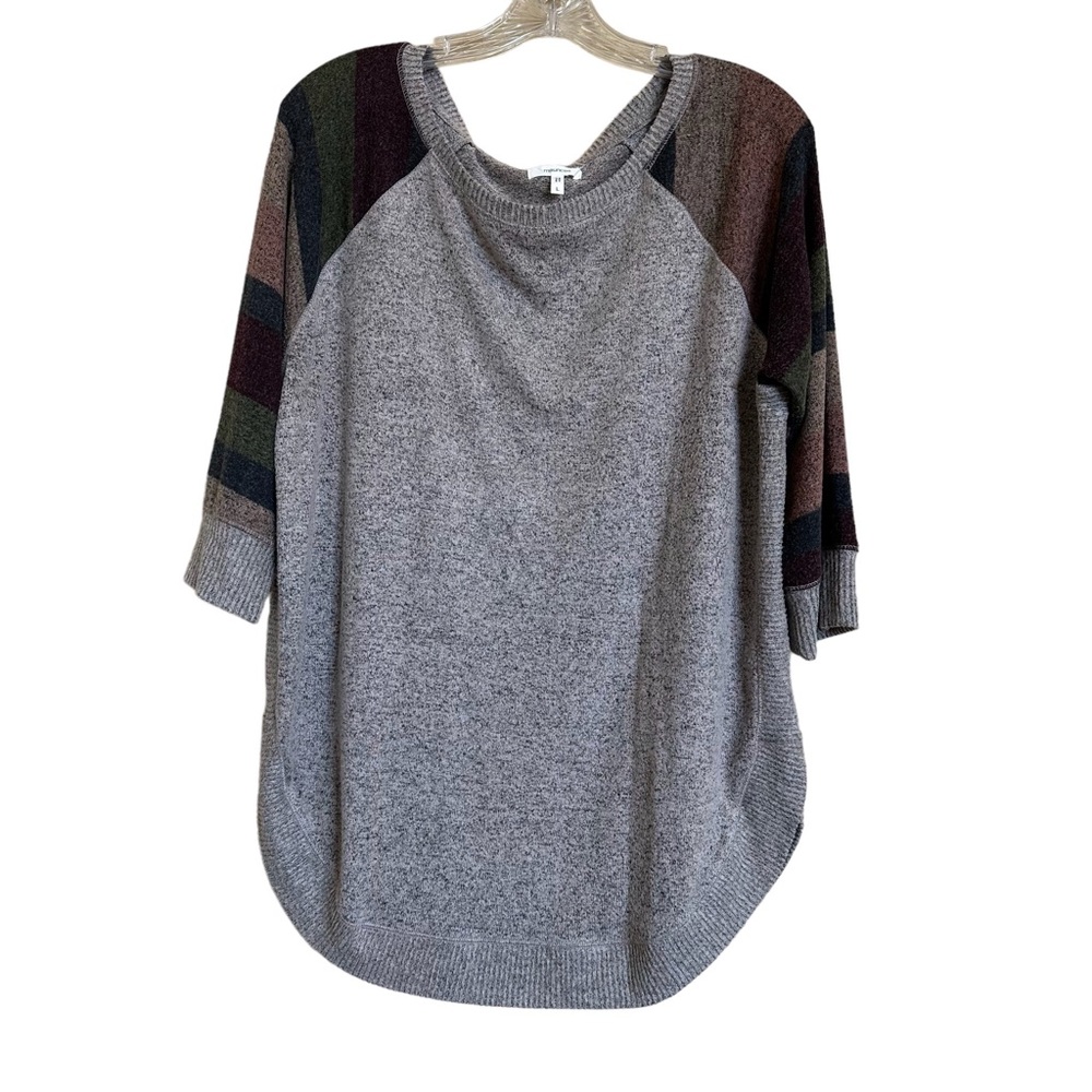 Maurices Soft Sweater Gray Multicolor Stripes Sz Large